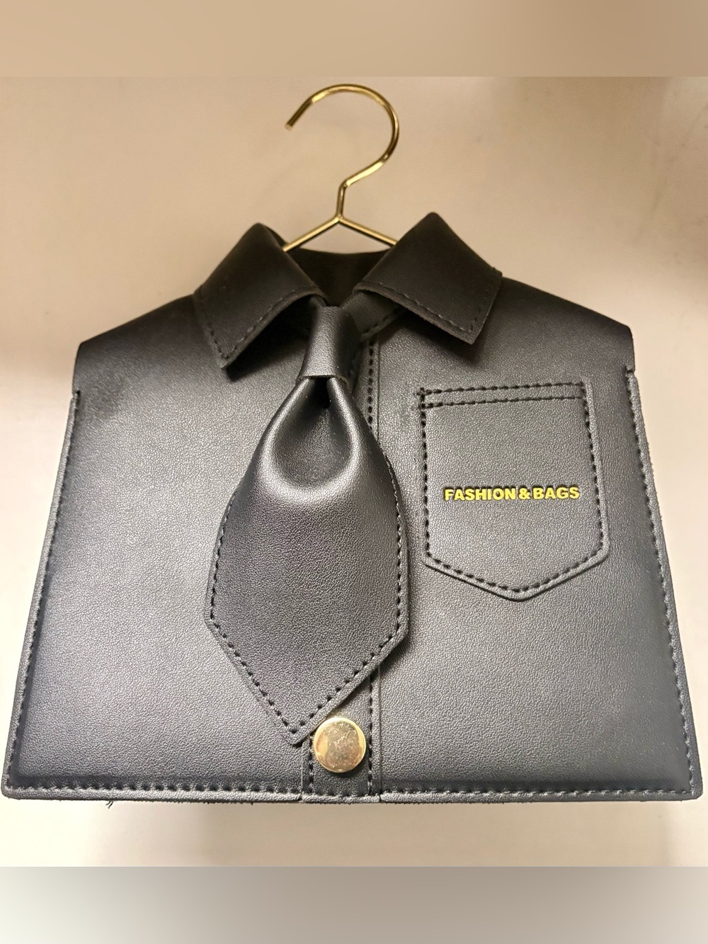 Whimsical Shirt,Tie & Foldable Collar w/Gold Hanger Clutch/Crossbody Bag NWWT